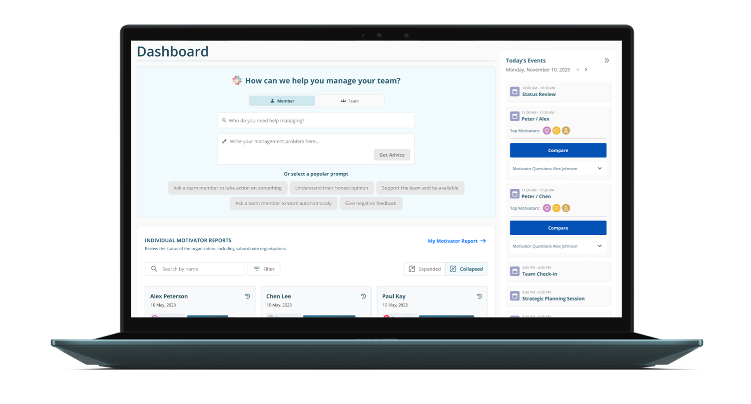 Attuned dashboard - motivator profiles and AI TalkCoach for recruitment teams